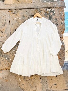 Made In Italy NWT White Gauze Mini Dress One Size By Tendencies